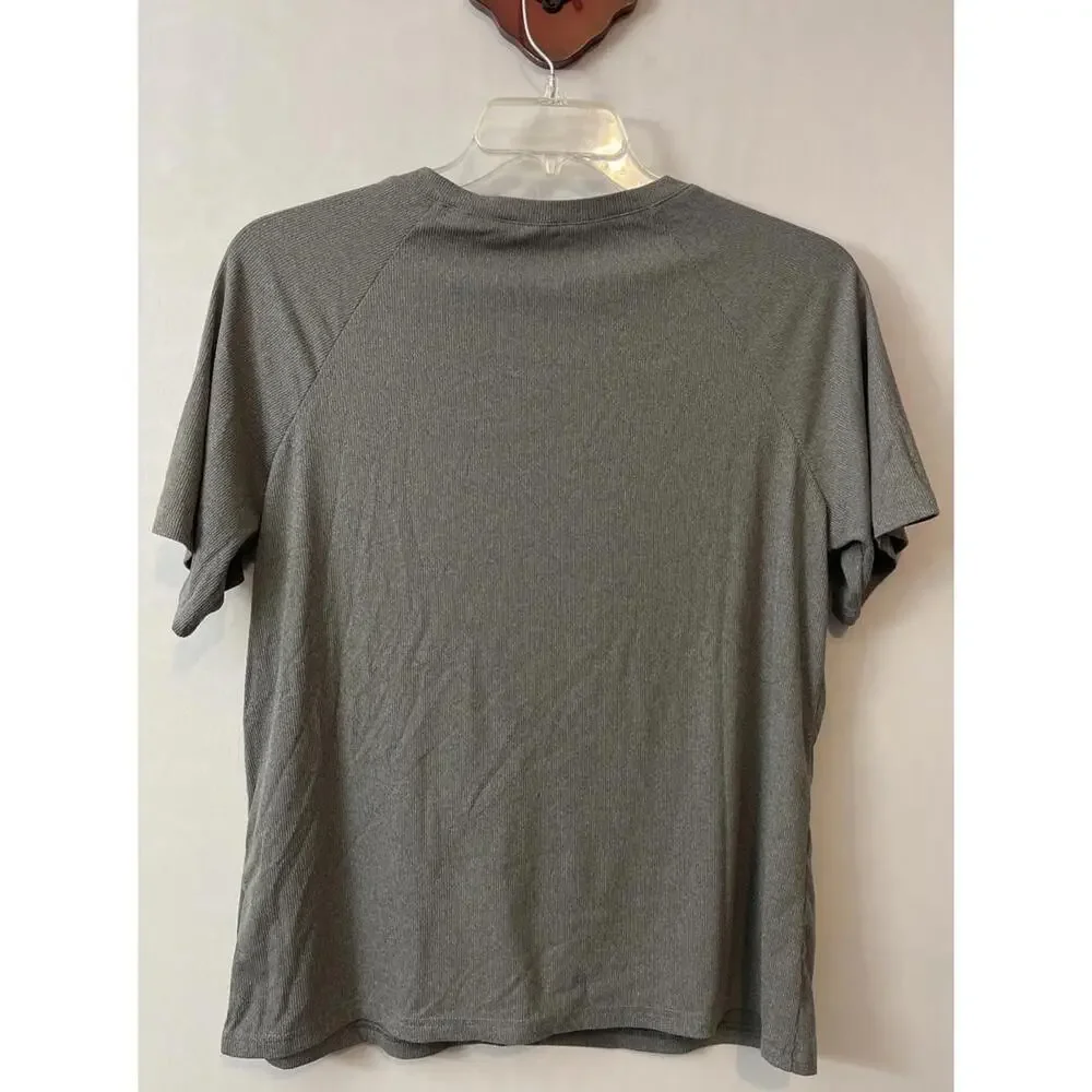 Womens Large Gray Ribbed Shirt & Shorts Comfy Pull-On Stretchy Lounge Set! A3037 - Picture 9 of 9